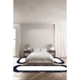 Napolihome Baskılı Kaymaz Taban Yıkanabilir Çerçeve Mermer Desenli Oval Üçlü Yatak Odası,Mavi 100 X 100 YO-O-MERMER-58