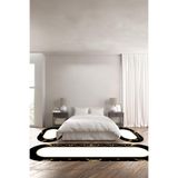 Napolihome Baskılı Kaymaz Taban Yıkanabilir Çerçeve Mermer Desenli Oval Üçlü Yatak Odası,Siyah 100 X 100 YO-O-MERMER-58