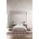 Napolihome Baskılı Kaymaz Taban Yıkanabilir Çerçeve Modelli Oval Üçlü Yatak Odası,Kahverengi 100 X 100