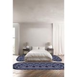 Napolihome Baskılı Kaymaz Taban Yıkanabilir Çerçeve Oval Üçlü Yatak Odası,Lacivert 100 X 100