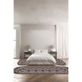 Napolihome Baskılı Kaymaz Taban Yıkanabilir Çerçeve Oval Üçlü Yatak Odası,Vizon 100 X 100
