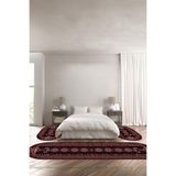 Napolihome Baskılı Kaymaz Taban Yıkanabilir Etnik Klasik Çerçeve Model Oval Üçlü Yatak Odası,Bordo 100 X 100