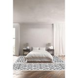 Napolihome Baskılı Kaymaz Taban Yıkanabilir İskandinav Etnik Kilim Desen Üçlü Yatak Odası,Beyaz 100 X 100