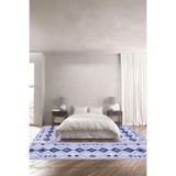 Napolihome Baskılı Kaymaz Taban Yıkanabilir İskandinav Kilim Görünümlü Üçlü Yatak Odası,Lacivert 100 X 100