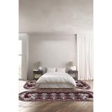 Napolihome Baskılı Kaymaz Taban Yıkanabilir Klasik Çerçeve Model Oval Üçlü Yatak Odası,Bordo 100 X 100