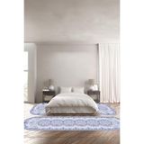 Napolihome Baskılı Kaymaz Taban Yıkanabilir Klasik Çerçeve Model Oval Üçlü Yatak Odası,Lacivert 100 X 100 YO-O-KLASİK-70
