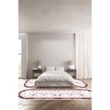 Napolihome Baskılı Kaymaz Taban Yıkanabilir Mermer Çerçeve Desenli Oval Üçlü Yatak Odası,Bordo 100 X 100 YO-O-MERMER-44
