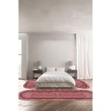 Napolihome Baskılı Kaymaz Taban Yıkanabilir Mermer Çerçeve Desenli Oval Üçlü Yatak Odası,Bordo 100 X 100 YO-O-MERMER-76