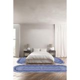 Napolihome Baskılı Kaymaz Taban Yıkanabilir Mermer Çerçeve Desenli Oval Üçlü Yatak Odası,Lacivert 100 X 100 YO-O-MERMER-76