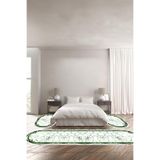 Napolihome Baskılı Kaymaz Taban Yıkanabilir Mermer Çerçeve Desenli Oval Üçlü Yatak Odası,Yeşil 100 X 100