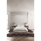 Napolihome Baskılı Kaymaz Taban Yıkanabilir Mermer Çerçeve Modelli Oval Üçlü Yatak Odası,Vizon 100 X 100