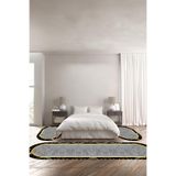 Napolihome Baskılı Kaymaz Taban Yıkanabilir Mermer Çerçeveli Oval Üçlü Yatak Odası Takımı,Siyah 100 X 100