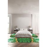 Napolihome Baskılı Kaymaz Taban Yıkanabilir Mermer Modelli Oval Üçlü Yatak Odası Takımı,Yeşil 100 X 100