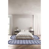 Napolihome Baskılı Kaymaz Taban Yıkanabilir Modern Çerçeve Modelli Oval Üçlü Yatak Odası,Lacivert 100 X 100