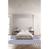 Napolihome Baskılı Kaymaz Taban Yıkanabilir Modern Çizgili Oval Üçlü Yatak Odası Takımı,Lacivert 100 X 100