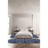Napolihome Baskılı Kaymaz Taban Yıkanabilir Modern Çizgili Oval Üçlü Yatak Odası Takımı,Mavi 100 X 100