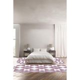 Napolihome Baskılı Kaymaz Taban Yıkanabilir Modern Kilim Desenli Oval Üçlü Yatak Odası,Pembe 100 X 100