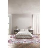Napolihome Baskılı Kaymaz Taban Yıkanabilir Modern Kupa Desenli Oval Üçlü Yatak Odası,Pembe 100 X 100