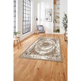 Napolihome Baskılı Klasik Göbek Detaylı Model Yıkanabilir Kaymaz Taban Yolluk Mutfak Salon Halısı,Kahverengi 40 X 60
