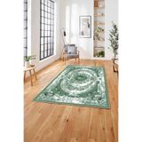 Napolihome Baskılı Klasik Göbek Detaylı Model Yıkanabilir Kaymaz Taban Yolluk Mutfak Salon Halısı,Yeşil 100 X 150