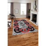 Napolihome Baskılı Modern Akrilik Desen Yıkanabilir Kaymaz Taban Yolluk Mutfak Salon Halısı,Kırmızı 60 X 150