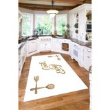 Napolihome Baskılı Modern Çatal Bıçak Desenli Yıkanabilir Kaymaz Taban Yolluk Salon Mutfak Halısı,Beyaz 100 X 150