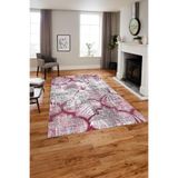 Napolihome Baskılı Modern Kupa Çiçek Model Yıkanabilir Kaymaz Taban Yolluk Mutfak Salon Halısı,Pembe 80 X 150