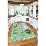 Napolihome Baskılı Mutfak Eşya Desenli Yıkanabilir Kaymaz Taban Yolluk Salon Mutfak Halısı,Yeşil 40 X 60