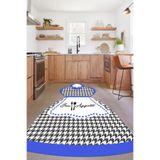 Napolihome Baskılı Mutfak Önlük Modelli Yıkanabilir Kaymaz Taban Yolluk Salon Mutfak Halısı,Mavi 60 X 100