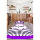 Napolihome Baskılı Mutfak Önlük Modelli Yıkanabilir Kaymaz Taban Yolluk Salon Mutfak Halısı,Mor 40 X 60
