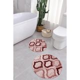 Napolihome Baskılı Yıkanabilir Kaymaz Taban Kupa Modelli Yuvarlak Banyo Paspası Klozet Takımı,Bordo 100 X 100