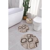 Napolihome Baskılı Yıkanabilir Kaymaz Taban Kupa Modelli Yuvarlak Banyo Paspası Klozet Takımı,Vizon 100 X 100