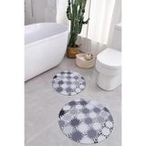 Napolihome Baskılı Yıkanabilir Kaymaz Taban Sade Modern Yuvarlak Banyo Paspası Klozet Takımı,Lila 100 X 100