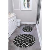 Napolihome Baskılı Yıkanabilir Sade Kupa Desenli Yuvarlak Banyo Paspası Klozet Takımı,Gri 100 X 100