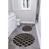 Napolihome Baskılı Yıkanabilir Sade Kupa Desenli Yuvarlak Banyo Paspası Klozet Takımı,Kahverengi 100 X 100
