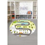 Napolihome Baskılı Yol Figürlü Yıkanabilir Kaymaz Taban Yuvarlak Çocuk Odası Halısı,Sarı 180 X 180