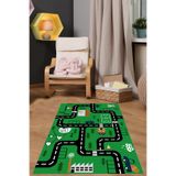Napolihome Dijital Baskılı Araba Yol Desenli Yıkanabilir Kaymaz Taban Çocuk Odası Halısı,Yeşil 160 X 250