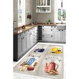 Napolihome Dijital Baskılı Çaydanlık Motifli Yıkanabilir Kaymaz Taban Yolluk Salon Mutfak Halısı,Renkli 160 X 250