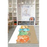 Napolihome Dijital Baskılı Çizgi Film Hayvan Figürlü Yıkanabilir Kaymaz Çocuk Odası Halısı,Bej 160 X 250
