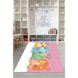 Napolihome Dijital Baskılı Çizgi Film Hayvan Figürlü Yıkanabilir Kaymaz Çocuk Odası Halısı,Pembe 40 X 60