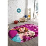 Napolihome Dijital Baskılı Çizgi Film Kar Küre Modelli Yıkanabilir Kaymaz Oval Çocuk Odası Halısı,Pembe 180 X 280