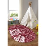 Napolihome Dijital Baskılı Çizgi Film Yol Desenli Yıkanabilir Kaymaz Oval Çocuk Odası Halısı,Kırmızı 120 X 250