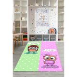 Napolihome Dijital Baskılı İki Renkli Desen Yıkanabilir Kaymaz Taban Çocuk Odası Halısı,Yeşil 120 X 250