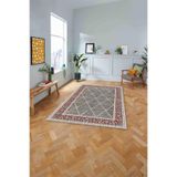 Napolihome Dijital Baskılı Jüt Geometrik Model Yıkanabilir Kaymaz Yolluk Mutfak Salon Halısı,Kırmızı 80 X 200