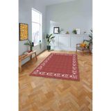 Napolihome Dijital Baskılı Jüt Motifli Yıkanabilir Kaymaz Yolluk Mutfak Salon Halısı,Kırmızı 80 X 200