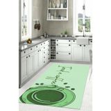 Napolihome Dijital Baskılı Kahve Fincan Desenli Yıkanabilir Kaymaz Taban Yolluk Salon Mutfak Halısı,Yeşil 60 X 100