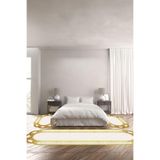 Napolihome Dijital Baskılı Kaymaz Taban Yıkanabilir Lazer Kesim Üçlü Yatak Odası Takımı,Gold 100 X 100 YO-LAZER-46
