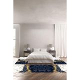 Napolihome Dijital Baskılı Kaymaz Taban Yıkanabilir Mermer Modelli Üçlü Yatak Odası Takımı,Lacivert 100 X 100