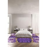 Napolihome Dijital Baskılı Kaymaz Taban Yıkanabilir Mermer Modelli Üçlü Yatak Odası Takımı,Mor 100 X 100