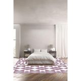 Napolihome Dijital Baskılı Kaymaz Taban Yıkanabilir Modern Kilim Desenli Üçlü Yatak Odası,Pembe 100 X 100